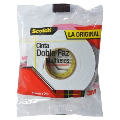 Cinta doble faz 3m scotch 18mm x 2 mts